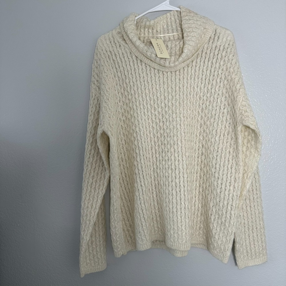 Sonoma Size-XL Women's Sweater Life Style White Gold Glitter Thread Knit Top